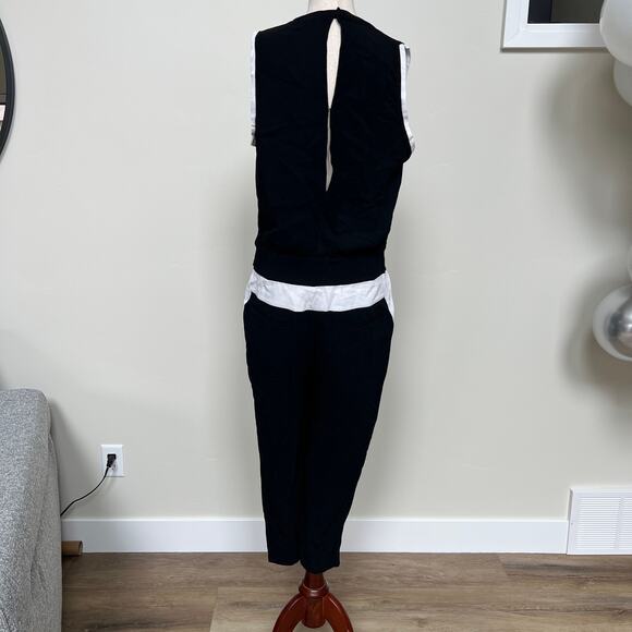 HELMUT LANG Women's White Trim Torsion Crepe Jumpsuit Size 6 In Black - Picture 3 of 11